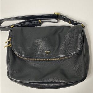Fossil Black Leather Crossbody Bag